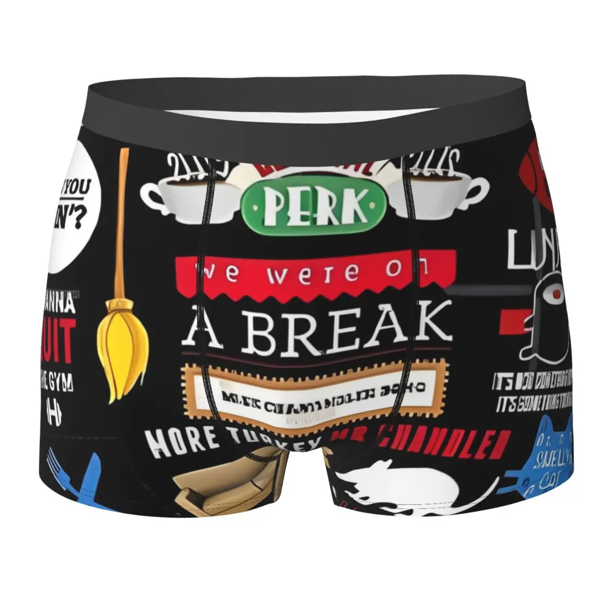 

Friends TV Show Series Underwear Cartoon Central Perk Pouch Hot Trunk Print Boxer Brief Stretch Man Panties Big Size 2XL
