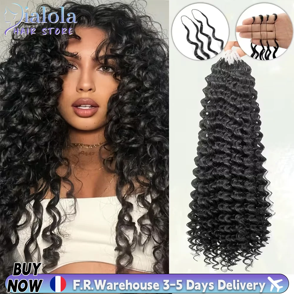 Extensions de cheveux humains au crochet, sans nœuds, pré-séparées, invisibles, sans perte de cheveux, pour tressage au crochet, extensions de cheveux ondulés profonds