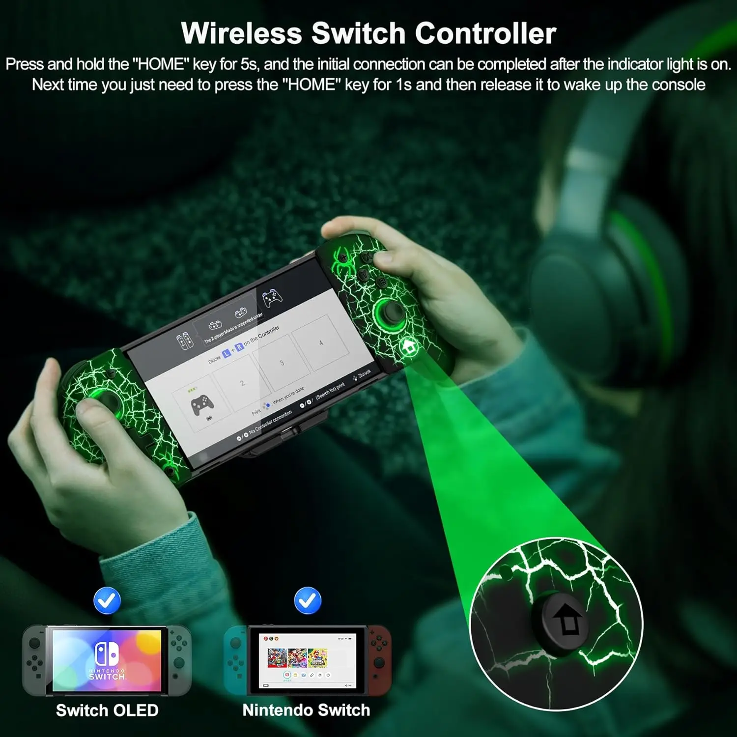 وحدة تحكم DinoFire Switch، للتبديل Joy Con، وحدة تحكم Joypad من قطعة واحدة لوضع Nintendo Switch OLED المحمول