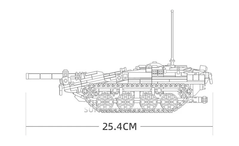 Military Main Battle Tank Plastic Model Bricks Army Weapon Land Force Creative Building Blocks Figures With Stickers
