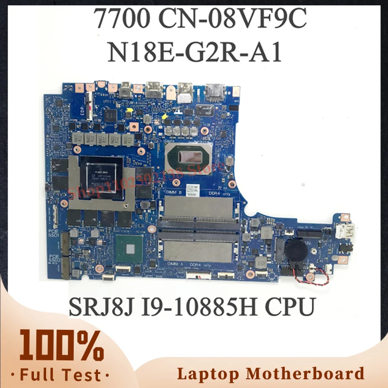 ノートブックマザーボード8vf9c08vf9c CN-08VF9C,srj8j I9-10885H,プロセッサ,dell 7700,N18E-G2R-A1,フル動作,100%