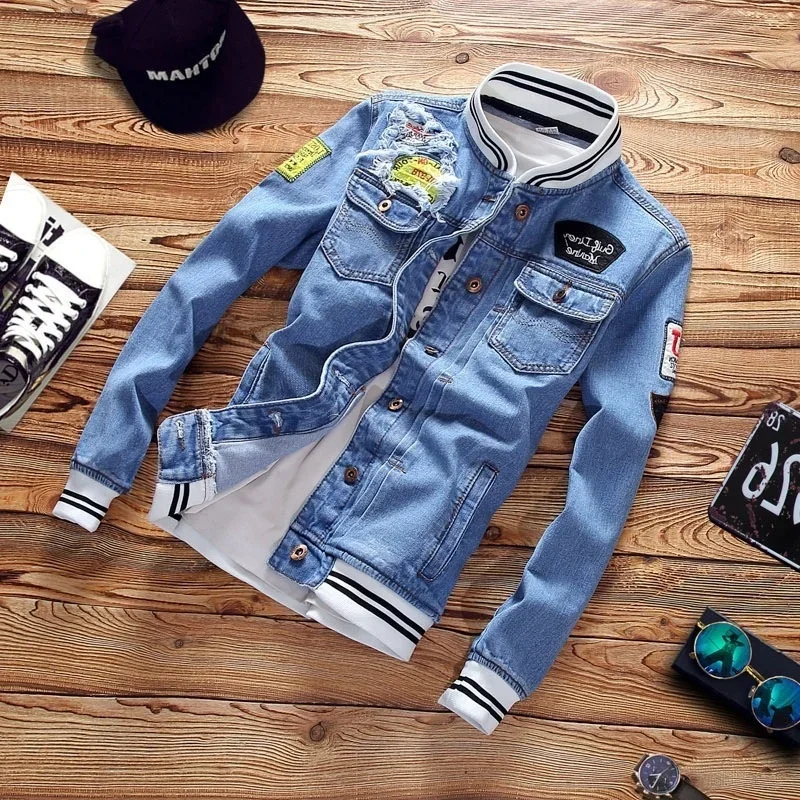 Fashion Denim Jacket Trendy Men\'s Jean Jackets Spring Autumn Casual Tops Stand Collar Outwear Motorcycle Cowboy New