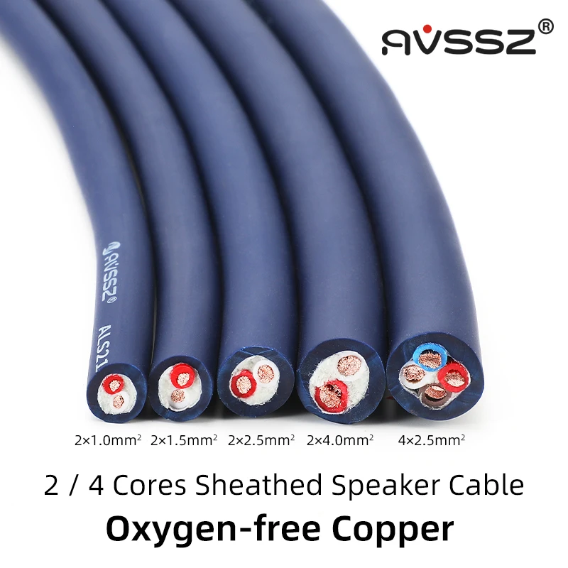 AVSSZ-Cable de conexión de altavoces enfundados HiFi, Cable de Audio de 2 y 4 núcleos, amplificador de Audio O.F.C para cableado de escenario de cine en casa