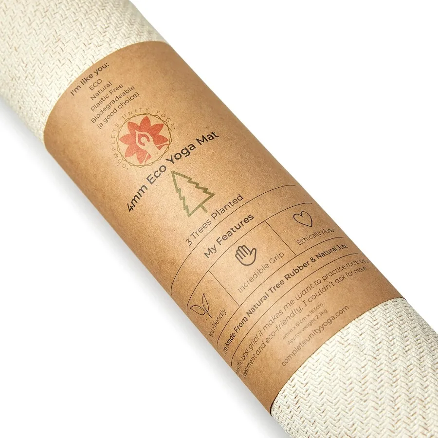 Tappetino yoga premium antiscivolo per uso interno ed esterno. La struttura sostenibile in fibra di iuta e gomma naturale fornisce un grado superiore
