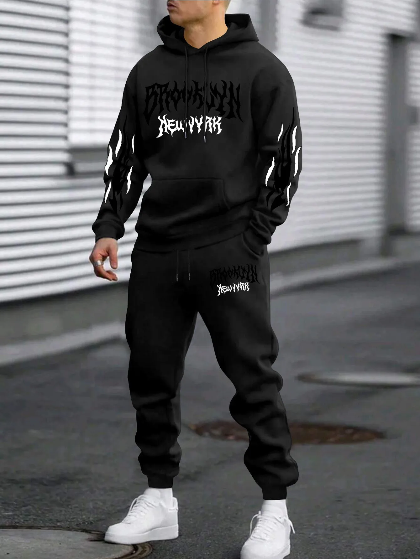 2026 Autumn/Winter Best-selling Streetwear Men's Comfortable 3D Pattern Printed Hooded Sweatshirt and Pants Set