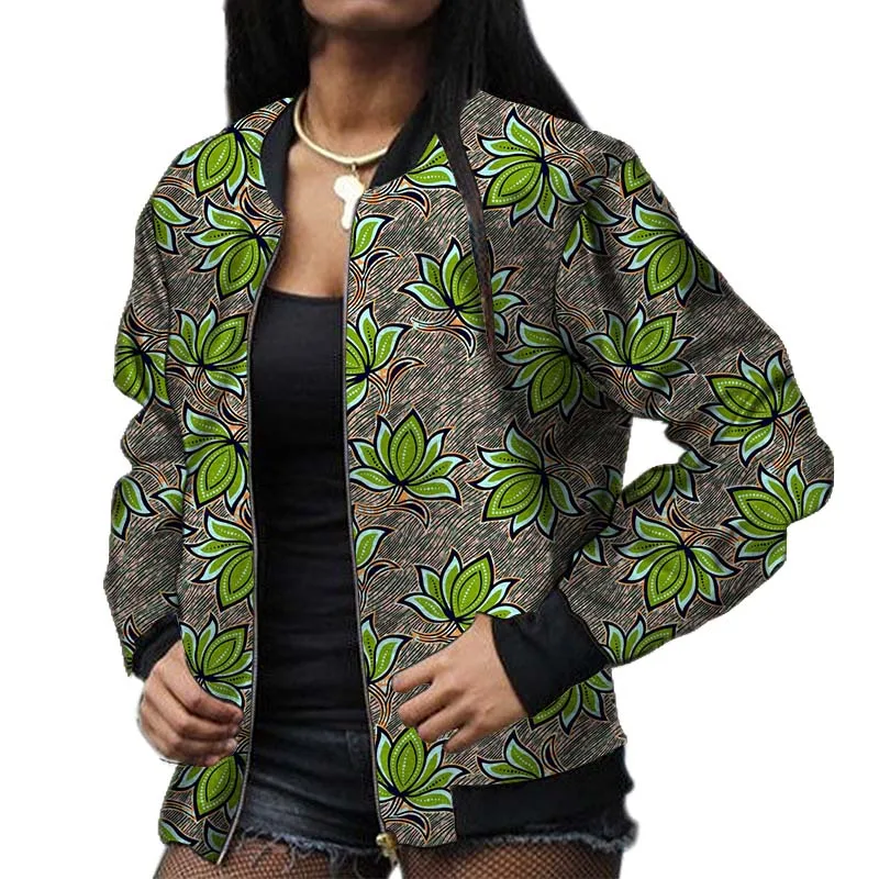 التصميم الأصلي طباعة المرأة Bomber الستر الأفريقي كوتور أنيقة الشارع نمط معطف قصير الإناث أنقرة وتتسابق مصممة