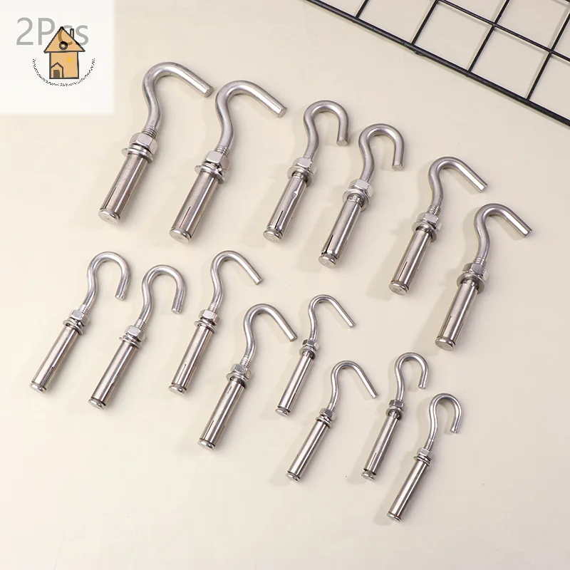 

Pack of 2, M6 M8 M10 M12 304 Stainless Steel, Reliable Expansion Hooks for Concrete Wall Anchor Bolting.