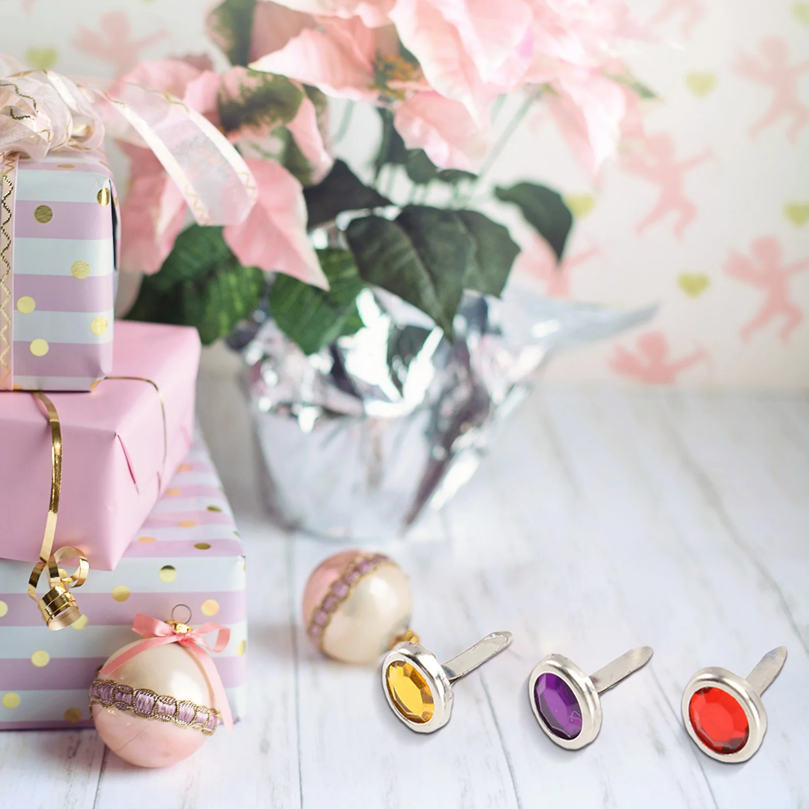 

100pcs Acrylic Twin Prong 8X15Mm Pastel Mini Round Brads For Scrapbooking Paper Crafts Diy Decoration Fasteners Craft Brads