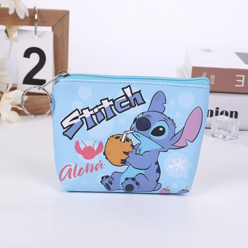 Disney Stitch Mini Coin Purse Cartoon Cute Anime Pu Key Case Storage Bag Children Kawaii Wallet Gifts for Kids