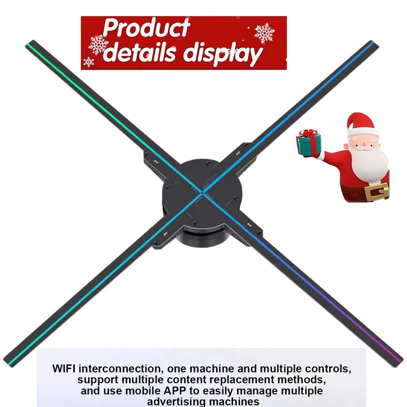 52cm 3D Hologram Fan Projector HD LED Holographic Player Advertising Display Machine WiFi APP Remote Control for Shopping Mall