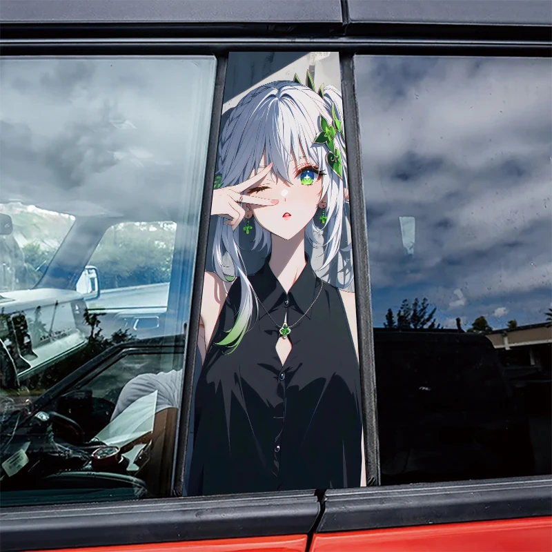 

2 pieces car center pillar stickers Nahida Scratch-resistant protective film