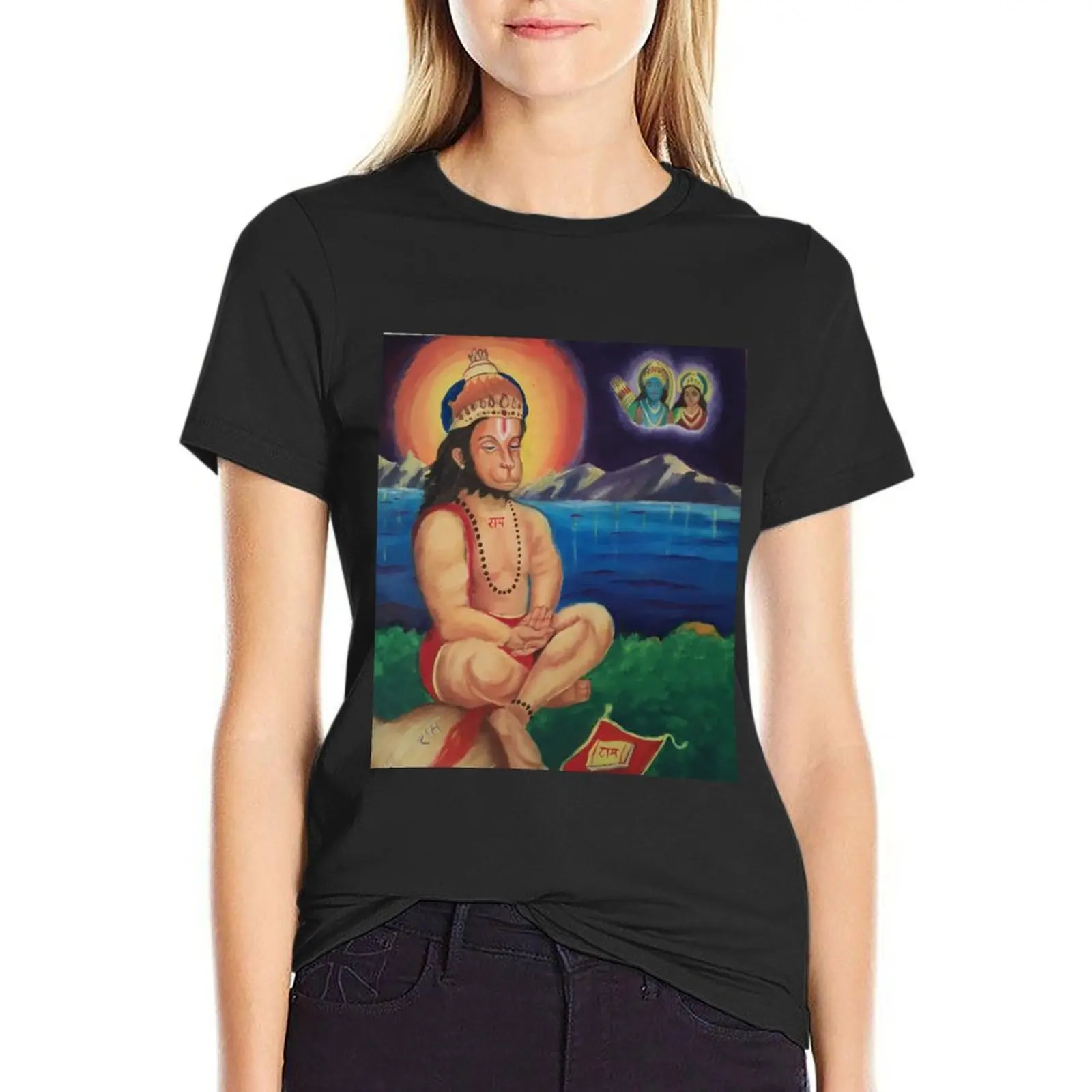 Hanuman 4 T-Shirt summer top Female clothing lady clothes graphics t-shirts for Women loose fit