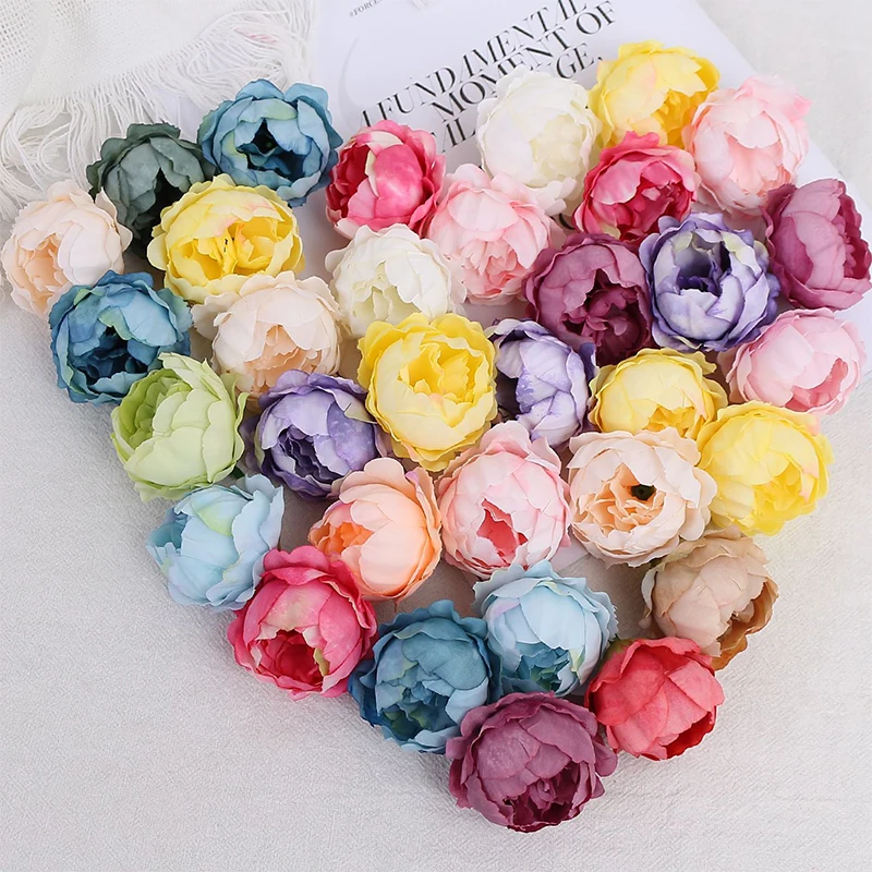 5/10Pcs Artificial Peony Flowers 4.5cm Fake Flower Heads for Home Room Dceor Wedding Marriage Decoration DIY Gifts Accessory