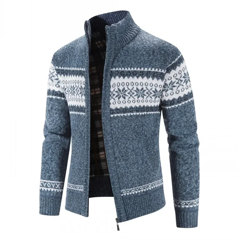 Men's Cardigan 2024 Autumn Winter New Stand Collar Zipper Sweater Coat Jacket Male Clothing Cotton Thick Warm Cardigan Sweater