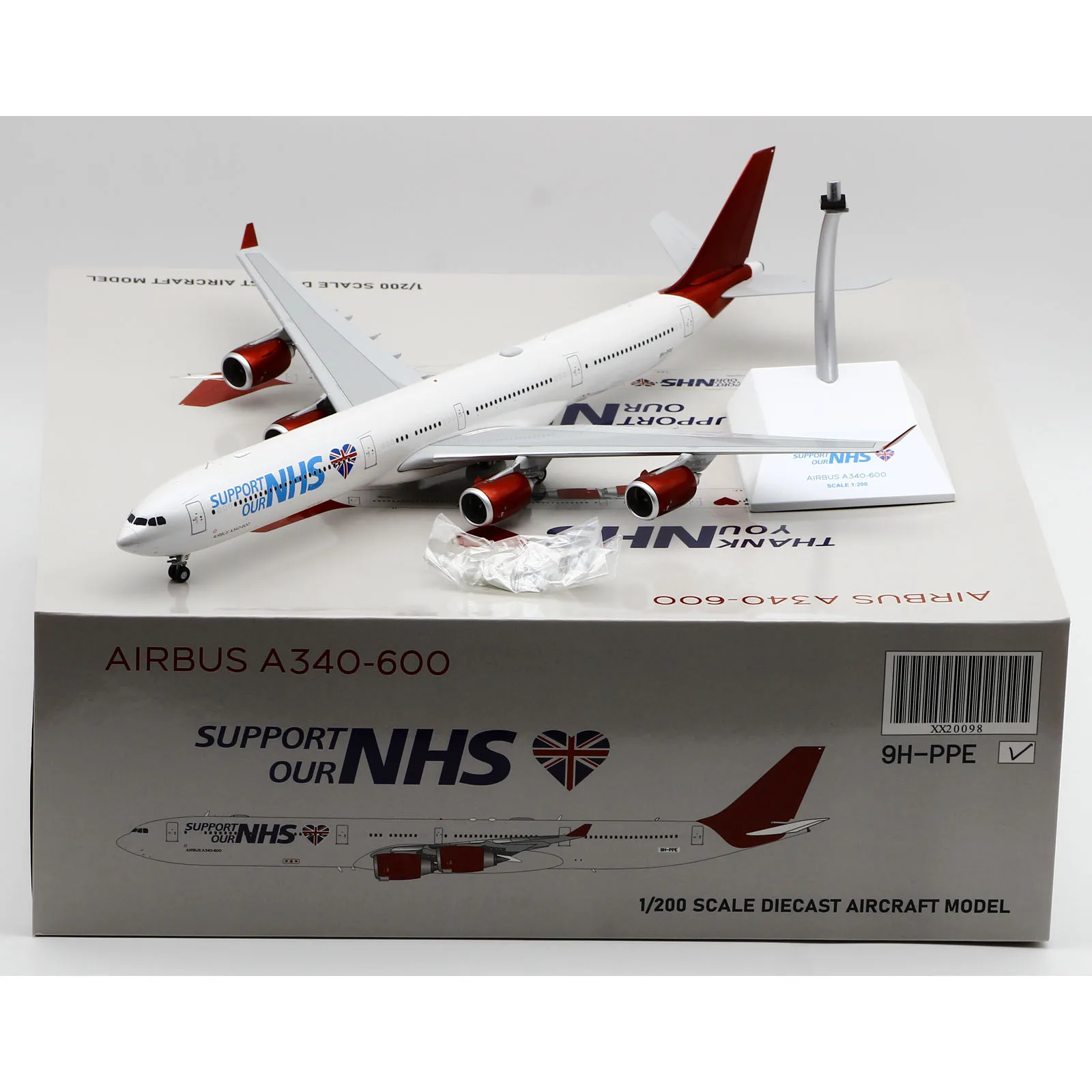 

XX20098 Alloy Collectible Plane Gift JC Wings 1:200 Maleth-Aero Airbus A340-600 Diecast Aircraft Jet Model 9H-PPE With Stand