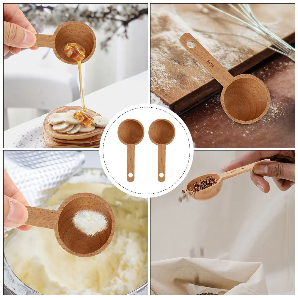 

2 шт. деревянная мерная ложка для кофейных зерен, практичная совок для извлечения зерна, кухонный мерный инструмент, безопасный без заусенцев