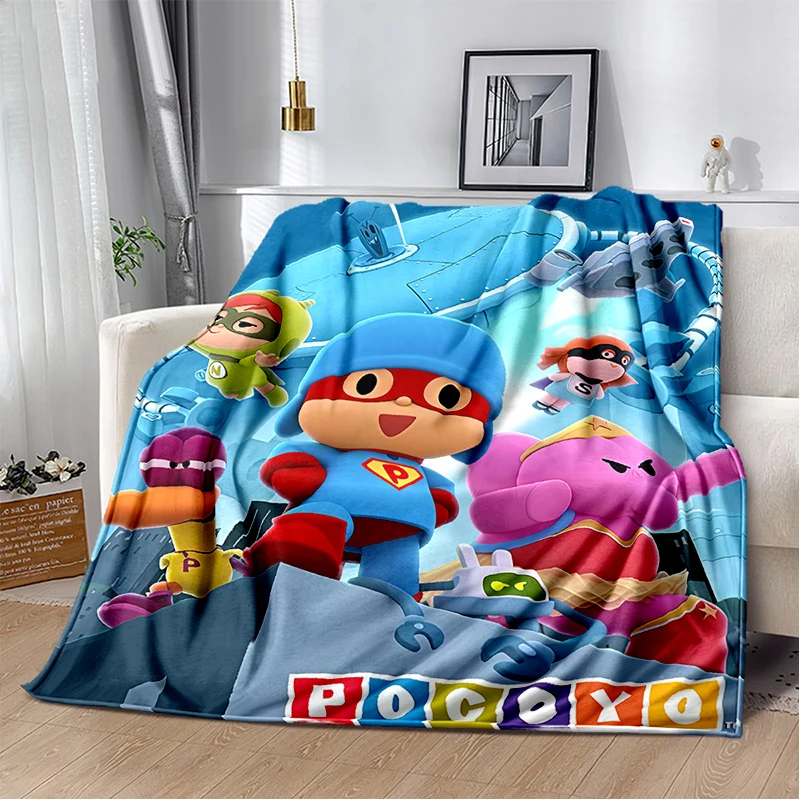 3D Fun P-Pocoyo Elly Pato Cartoon Blanket,Soft Throw Blanket for Home Bedroom Bed Sofa Picnic Travel Office Cover Kids Gift