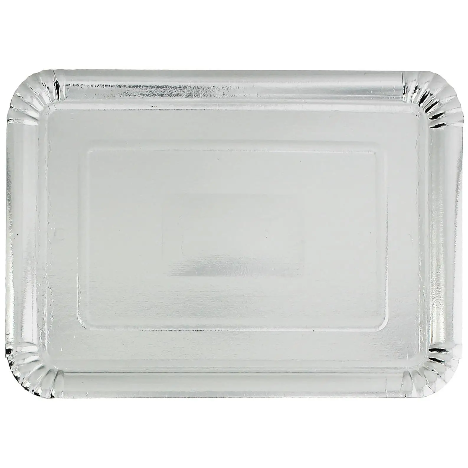 MONOUSO | Bandeja de Cartón Rectangular Plateada 18x24cm (100 Uds)