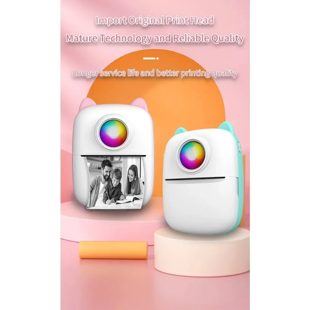 2023 Newest Products Portable Thermal Sticker Printer 7 LED Color Light RGB Thermal Printing Wireless Picture Label Printer