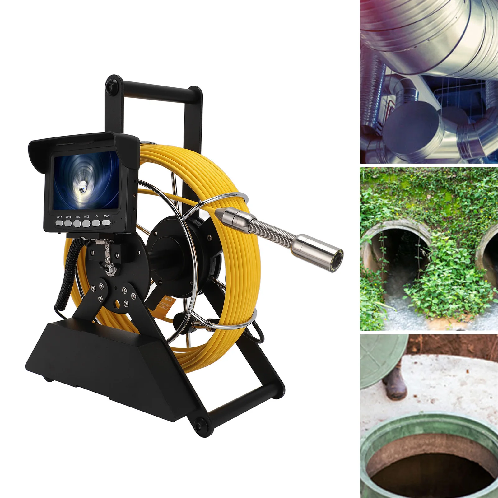 كاميرا فحص الأنابيب حاجب من الشمس 4500 مللي أمبير في الساعة IP68 كاميرا فحص Borescope لخط أنابيب إمداد المياه لنظام فراغ خط الأنابيب