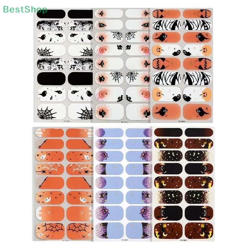 1 hoja de pegatinas para uñas de Halloween, impermeables, dibujos animados europeos y americanos, decoración de uñas con luz nocturna sin hornear