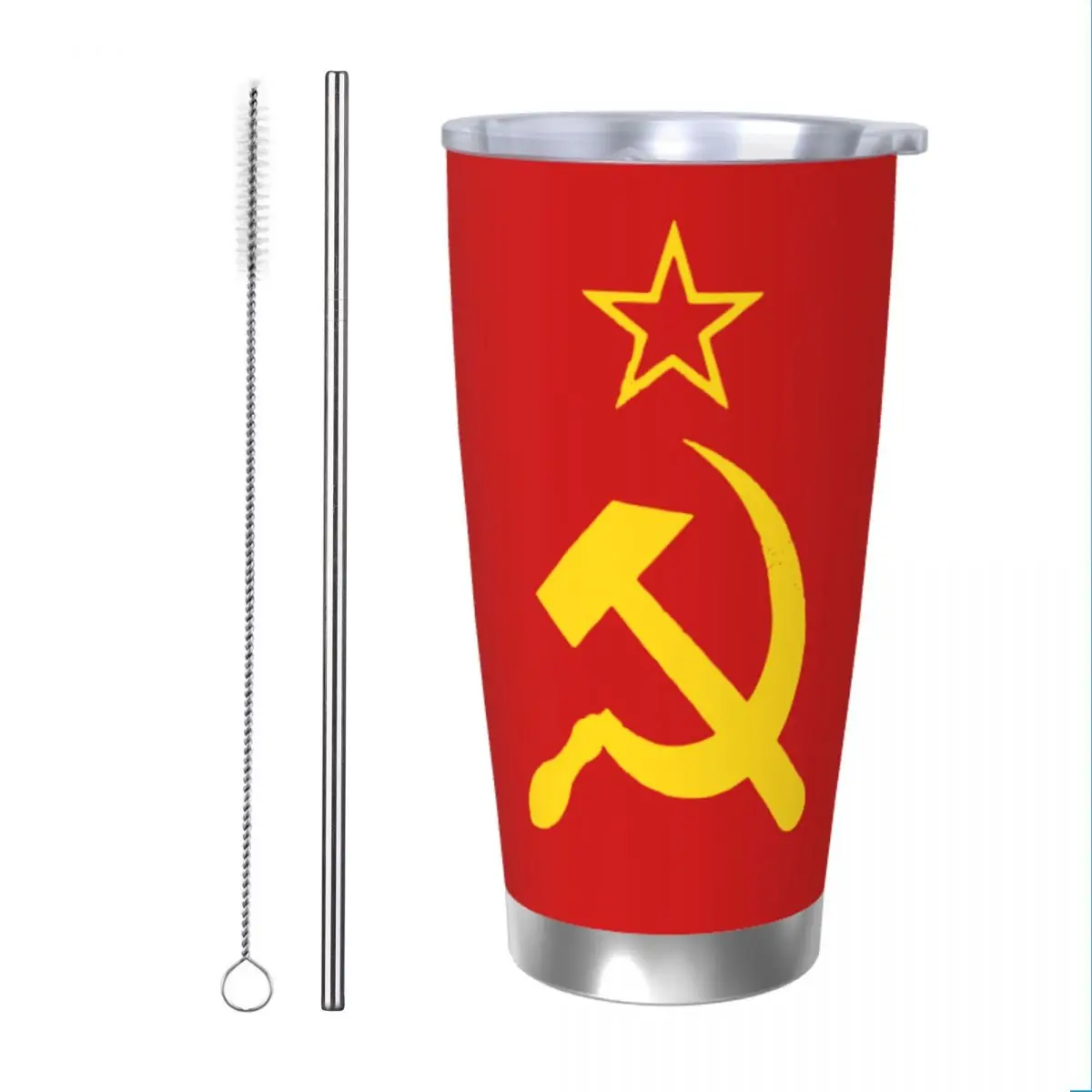 USSR Hammer And Sickle Russian Soviet Flag Tumbler Vacuum Insulated Thermal Cup Stainless Steel School Mugs Water Bottle, 20oz