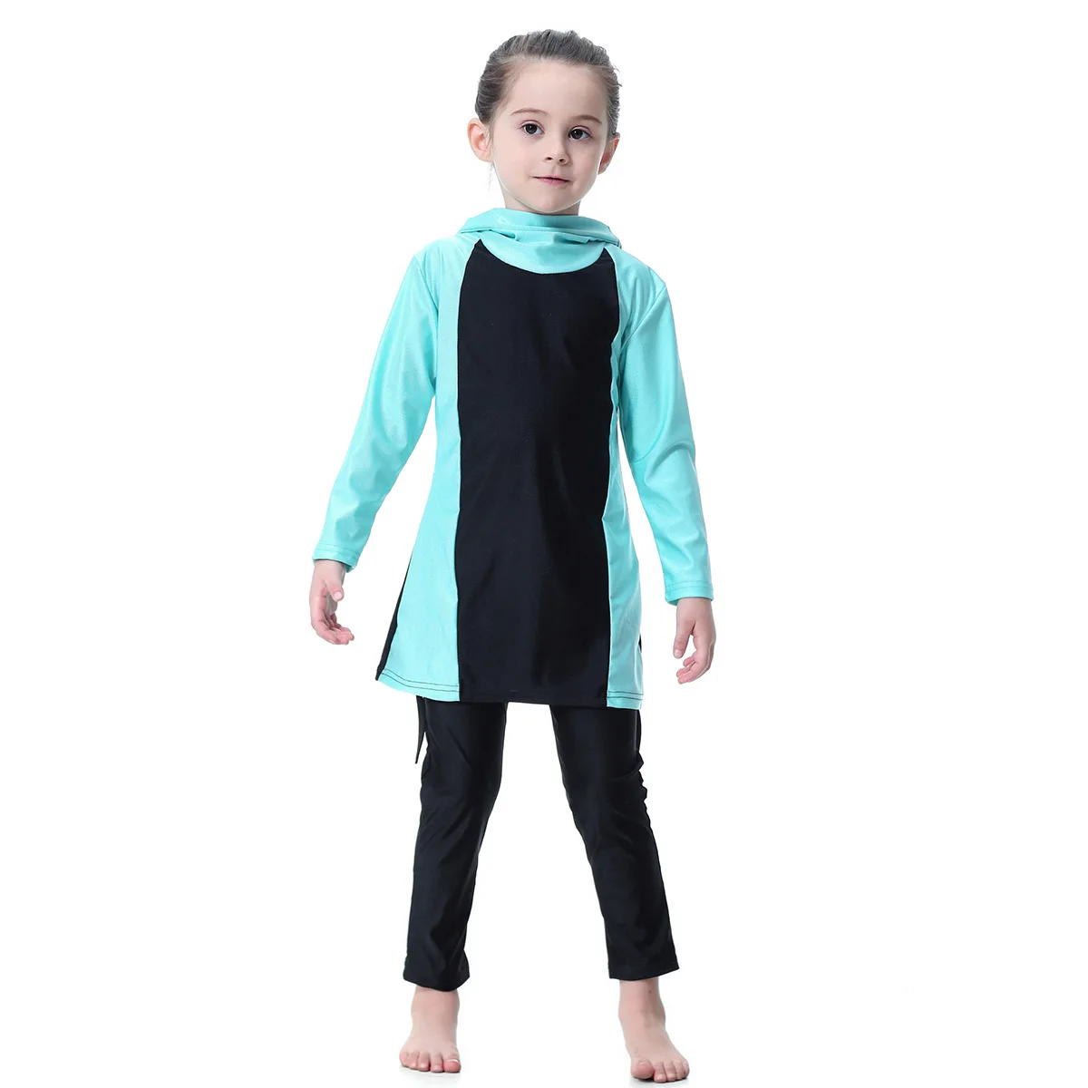 Moslimzwempak voor meisjes traditionele mode Elegante tiener sportkleding Zwempak met hoge stretch Zwarte badmode