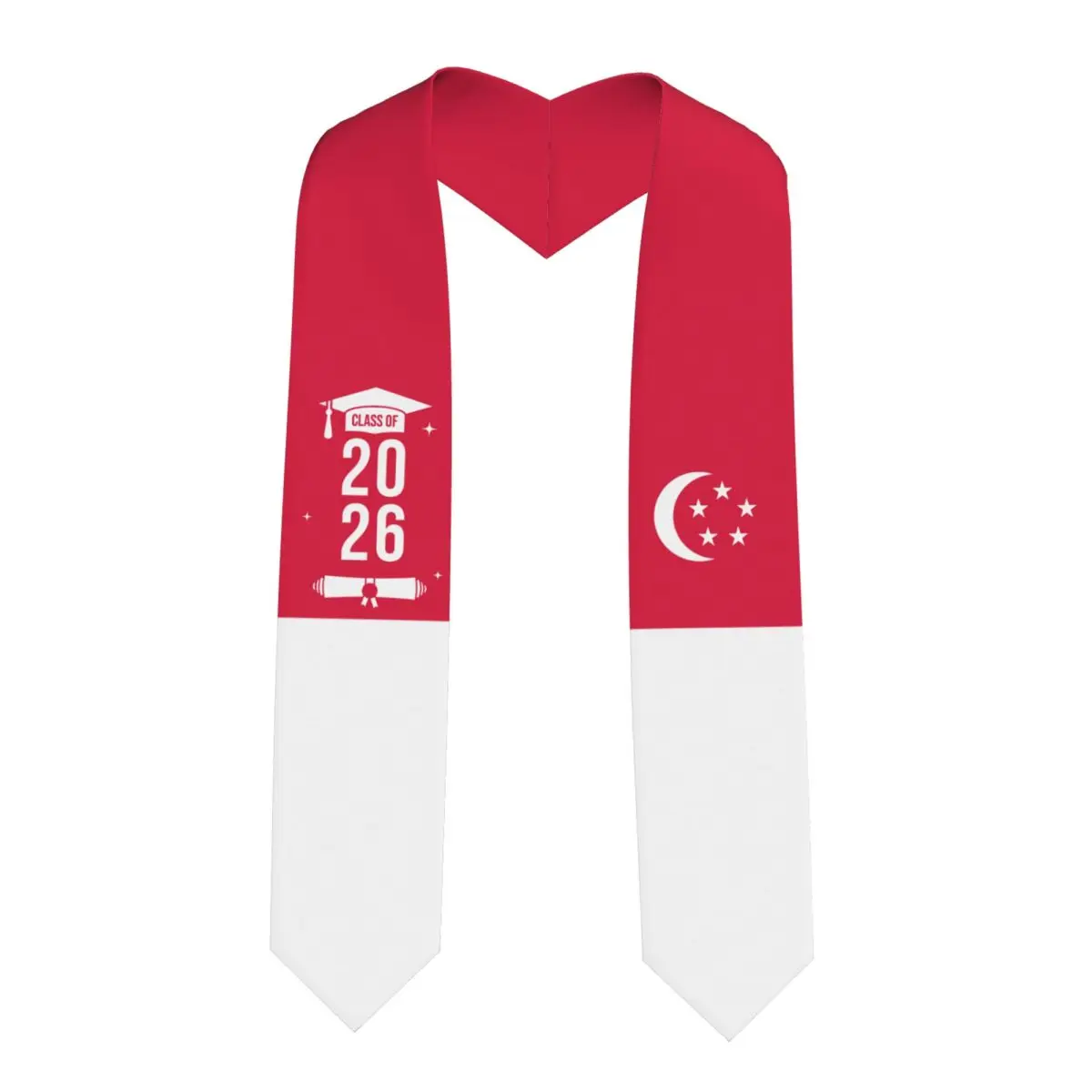 

Полотняная лента-шарф для выпускников с флагом Сингапура, класс 2026, для иностранных студентов, 183 см в длину