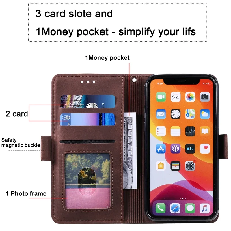 Leather Case For Apple iPhone 11 12 13 14 15 16 17 Pro XS Max Mini XR X 8 7 Plus SE 2022 2020 17e 16e Air Flip Book Case Cover