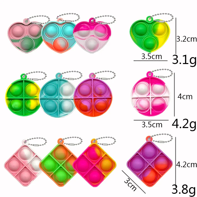 Mini porte-clés Pop Fidget pour tout-petits, jouets mentaires oriels, packs en vrac, pression SAP, cadeaux de fête, 10 pièces, 30 pièces