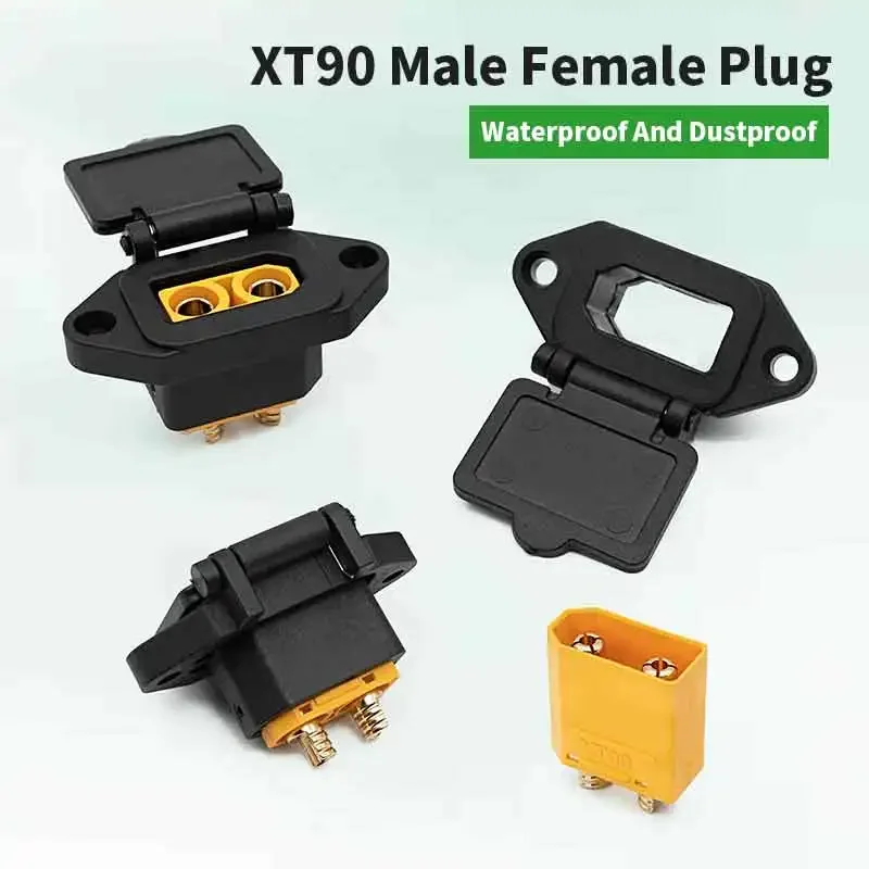 XT90 Male Female Power Connector Fixed Bracket Waterproof  T-shaped Plug Socket Spring Cover XT90-S Terminal Brackets Screw Fix