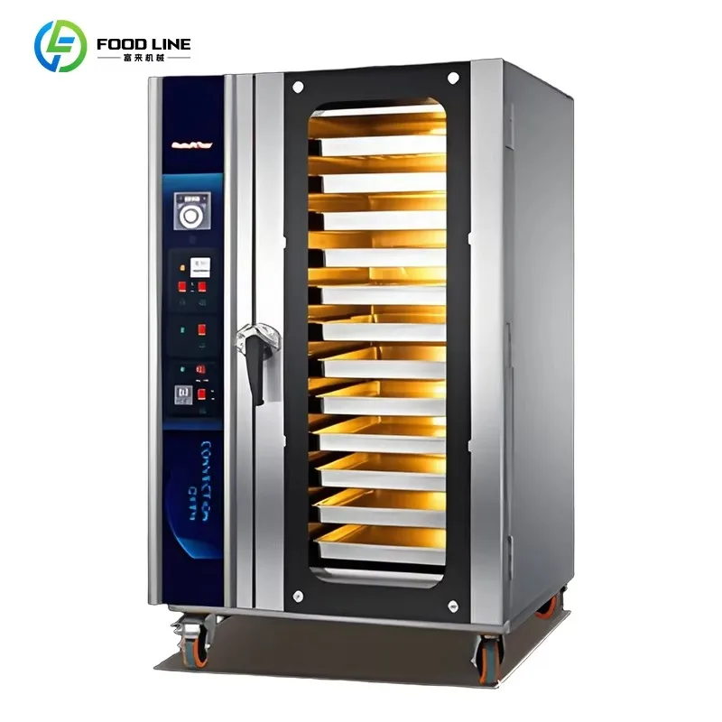 Commercial Stainless Steel Bakery Oven with Rotating Rack Trolley Large Capacity for Baking Bread Pastry  with Digital Display