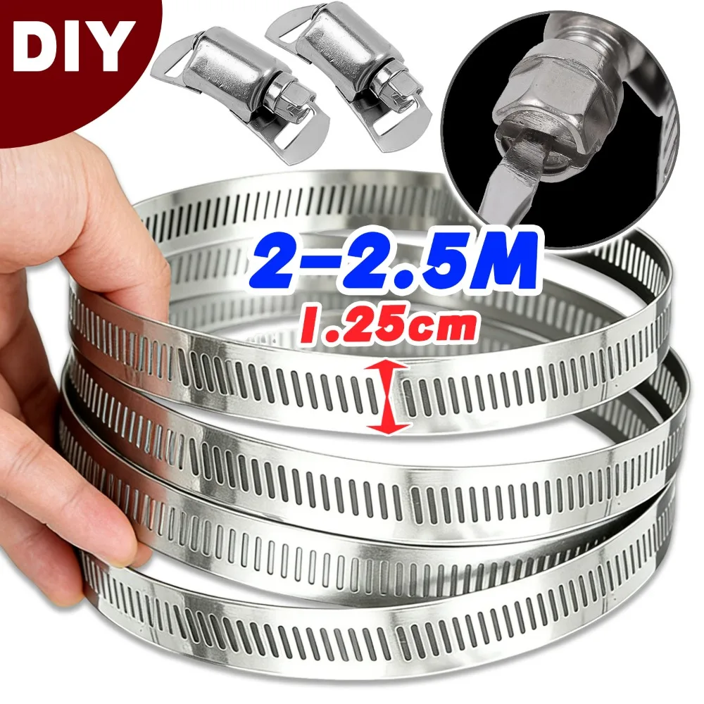 

Хомут для шланга из нержавеющей стали 304, сделай сам, регулируемый червячный ремешок, крепеж для ремня для фиксации труб, канала, зажимы для наружных топливопровода