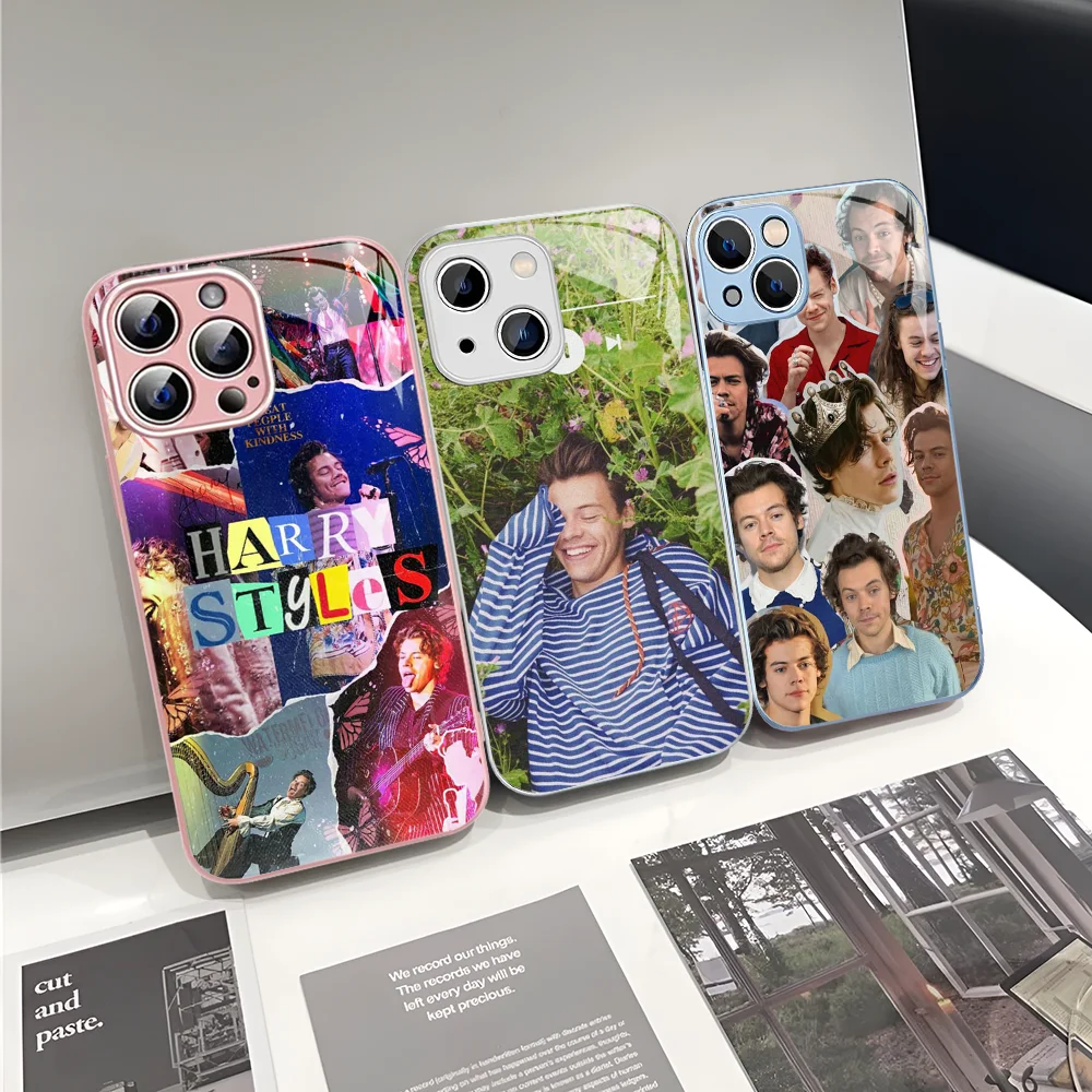 Singer H-Harry S-Styles Phone Case Tempered Glass For Iphone 14 13 12 11 Pro Mini XS MAX 14Plus X XS XR Cover