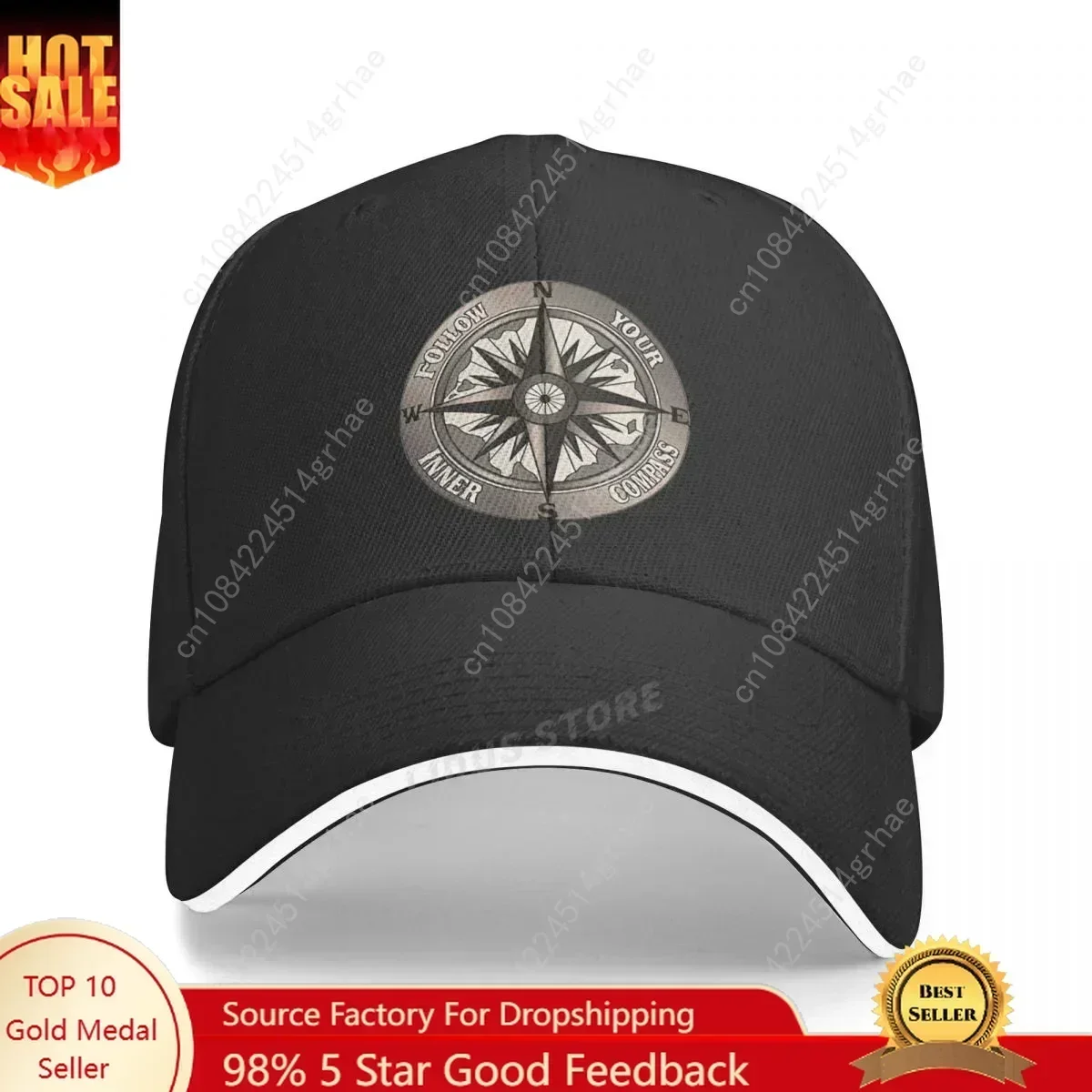 

Follow Your Inner Compass Print Baseball Cap Fashion Summer Outdoor Men Women Dad Hat Compass Adjustable Snapback Hats