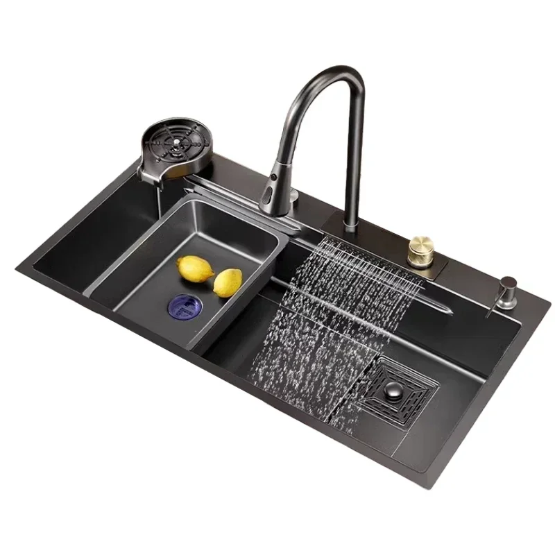 

Multifunctional Waterfall Scratch Resistant Stainless Steel Large Single Sink Kitchen Sink