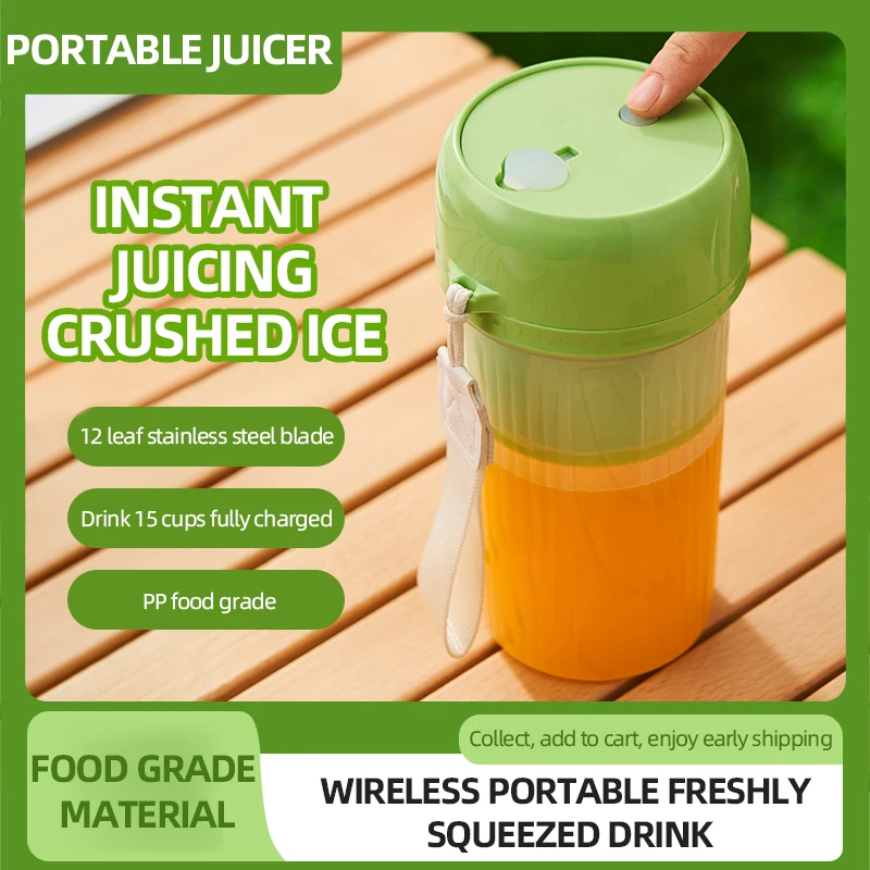 350ML Portable Blender Electric Juicer 12 Blades Fruit Mixers 1500mAh USB Rechargeable Smoothie Juicer Cup Squeezer Juice Maker