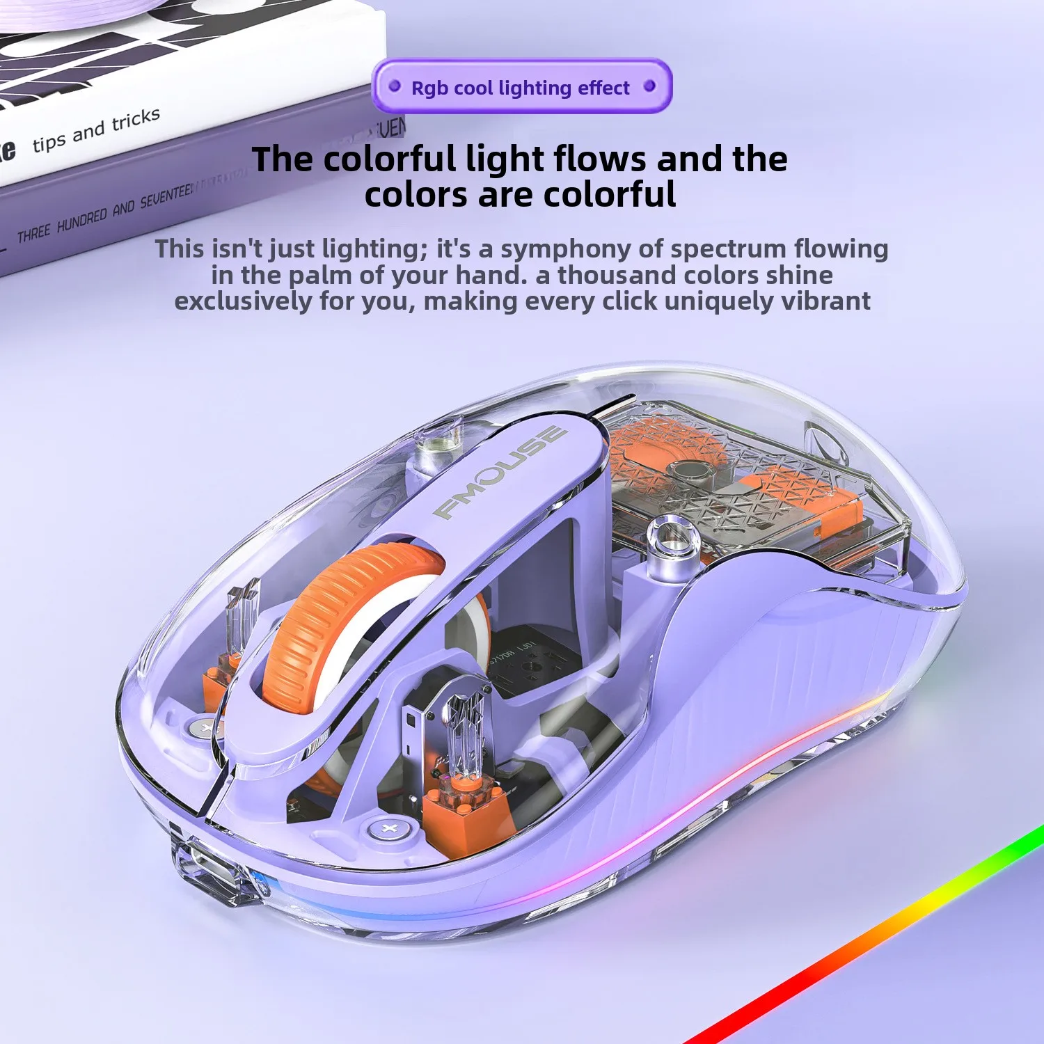 Tri Mode Wireless Mouse G Bluetooth Transparent Rechargeable Dpi Rgb Battery Level Display Ergonomic Magnetic Cover Laptop