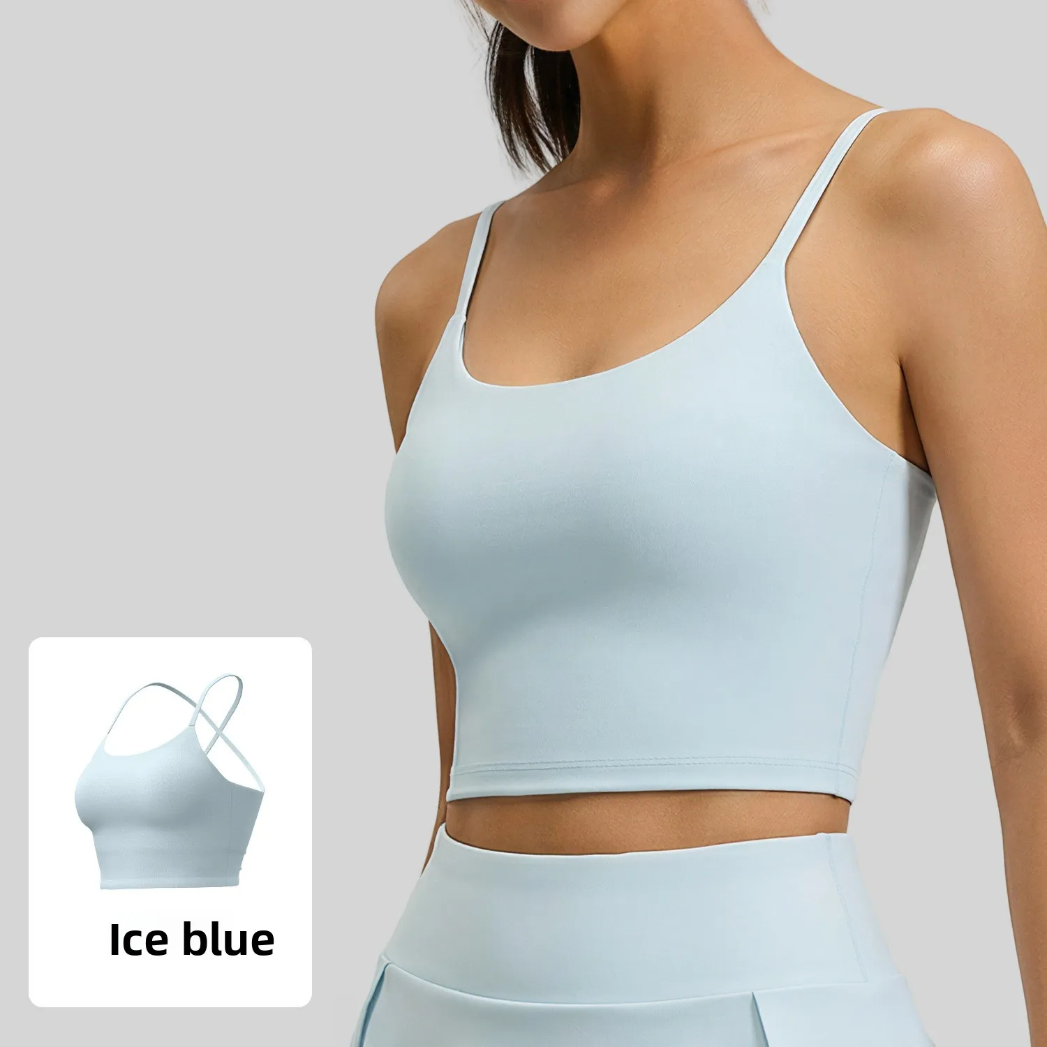 New Women's Sports Tank Top Built-in Cups High-Stretch Shock-Absorbing Design Flattering Back Fitness and Yoga Tank Top Pink Top