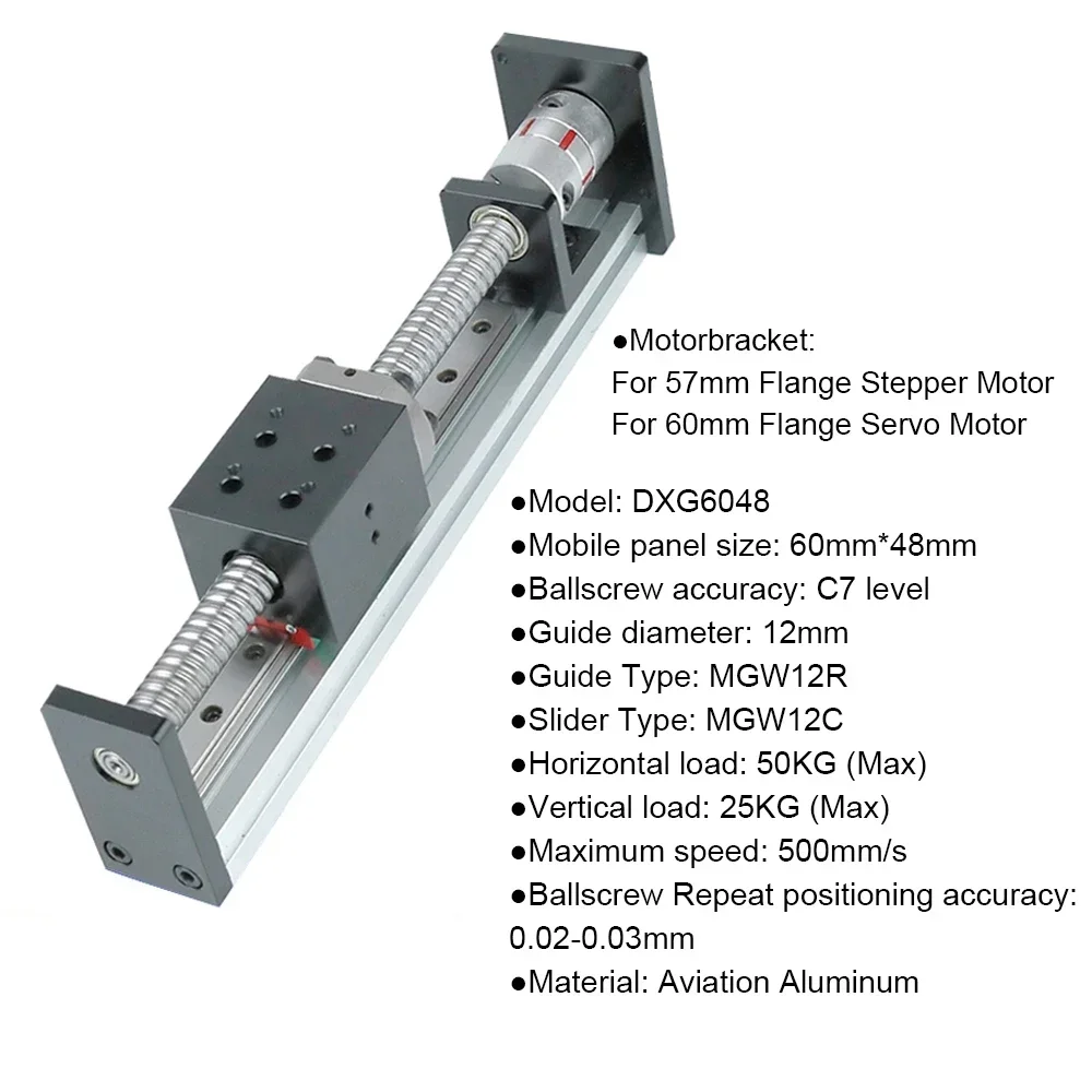 XYZ Axis Linear Guide Rail Slide Stage linear Stage 48mm Width Ball Screw SFU1605 1610 For Nema 23 Stepper Motor Max load 50KG