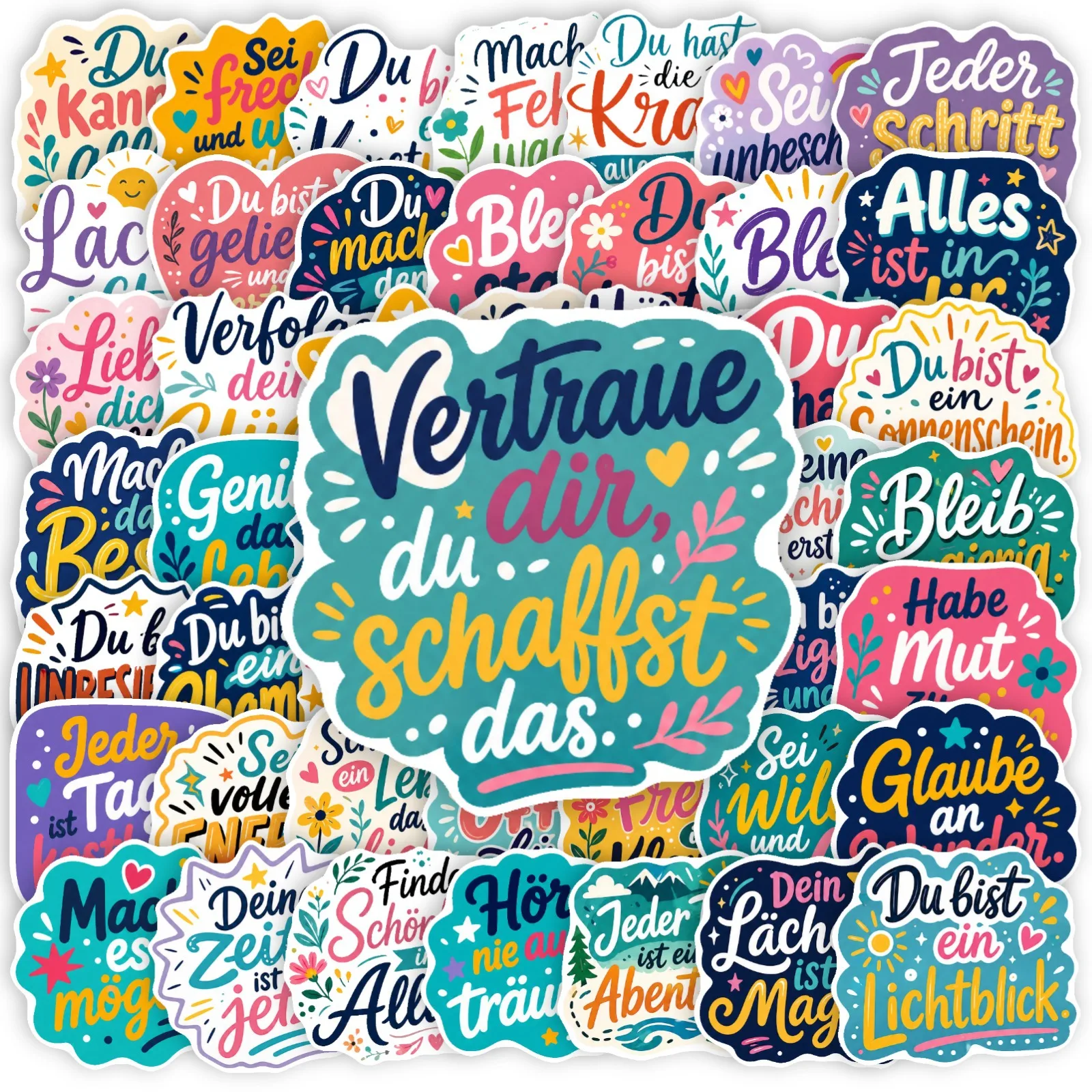 10/50PCS German Topic Tag Stickers Short Sentences Of Inspirational Slogans Graffiti Decoration Notebook Suitcase Phone Guitar