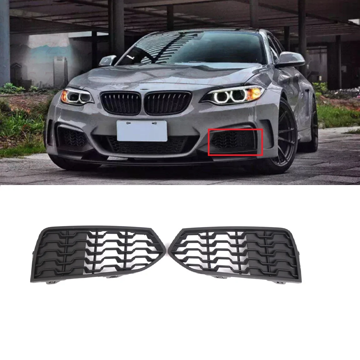 

Car Front Bumper Fog Light Grille Cover for BMW 2-Series F22 F23M 2013 2014 2015 2016 2017