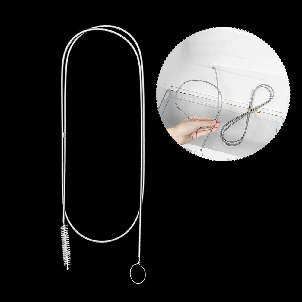 Desbloqueador de tuberías de drenaje para refrigerador, limpiador de tuberías de salida, cepillo Flexible, cepillo de limpieza de orificios de tubo largo, eliminación de suciedad y desechos