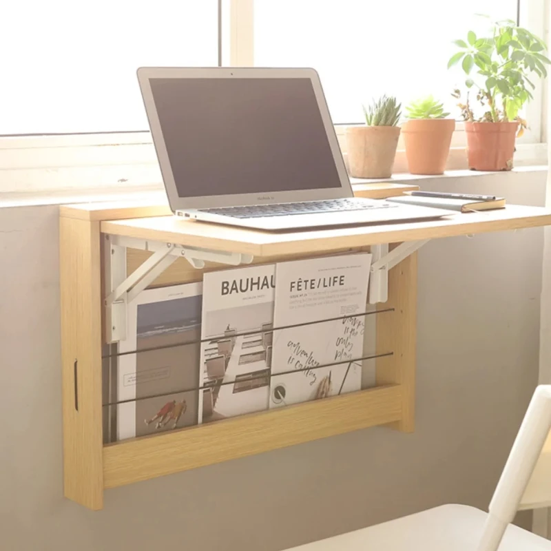 

‌Wall Mounted Foldable Desk - Floating Shelf for Small Spaces, Study Table & Dining Board with Minimalist Design