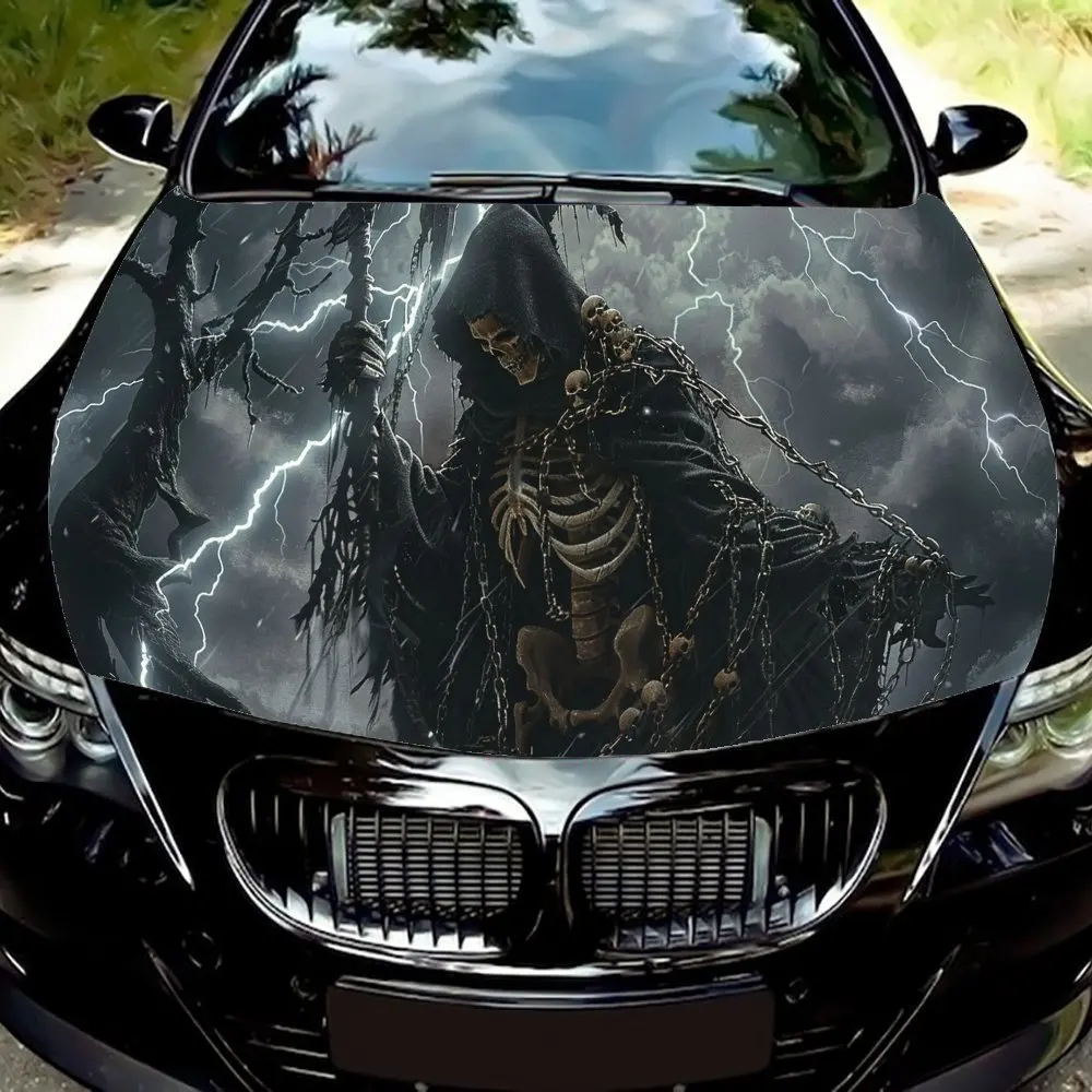 

Виниловые обертывания для автомобиля Furious Thunder Skull из ПВХ, самоклеящаяся водонепроницаемая наклейка на капот автомобиля, защитные наклейки для украшения автомобиля f