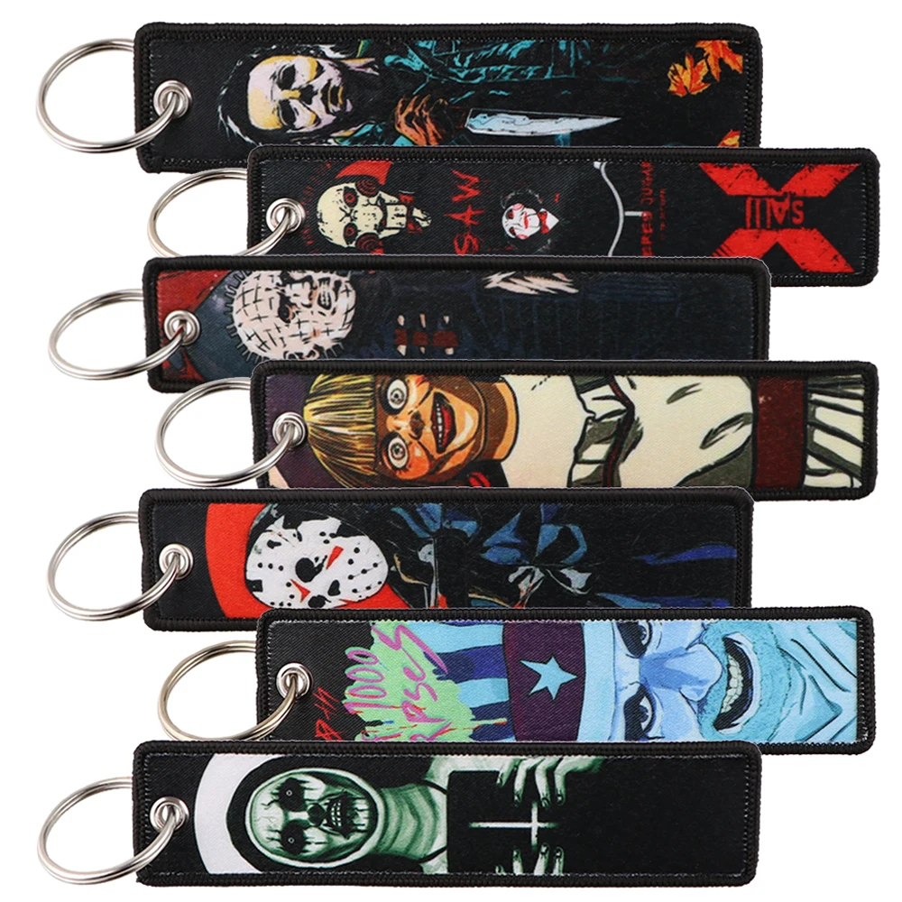 

Classic Horror Movie Series Cool Key Ring Key Chain for Men Women Embroidery Key Fobs Holder Key Tag Halloween Accessories Gifts