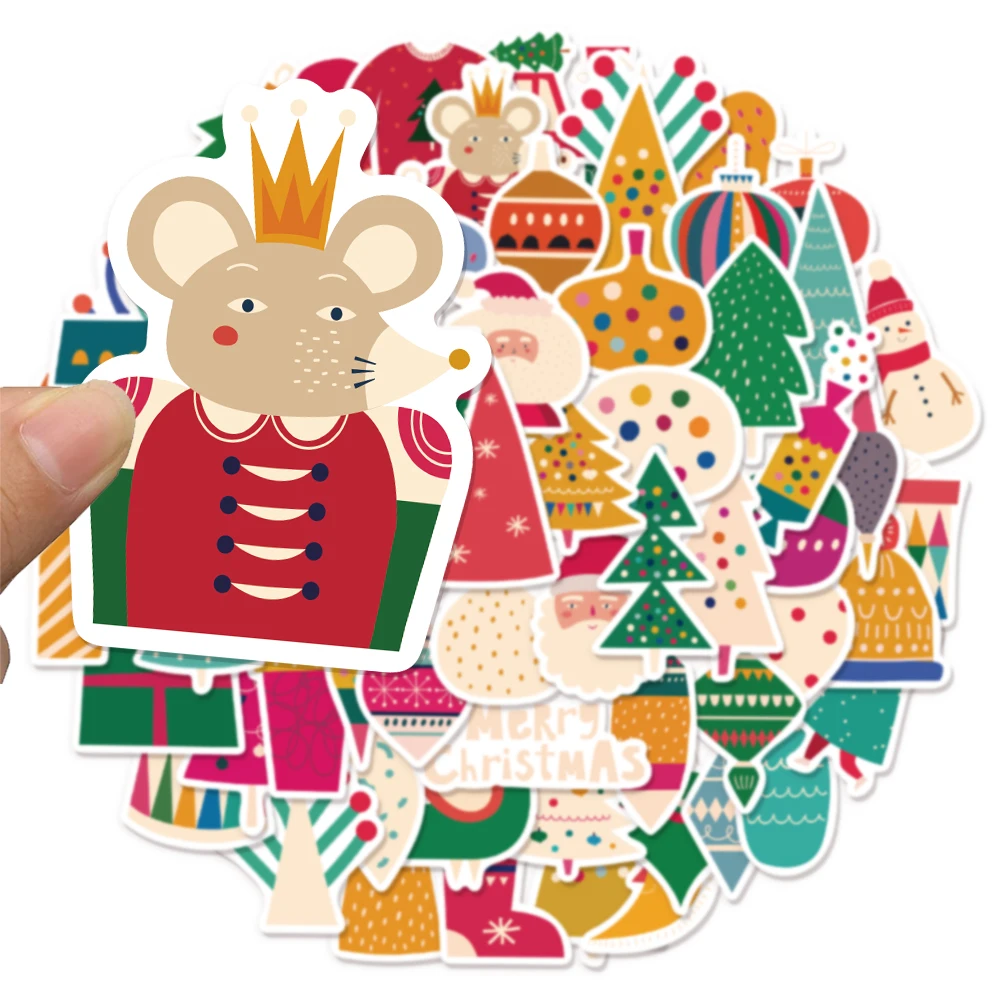 64PCS Creative Santa Claus Cartoon Decoration Graffiti Stickers DIY Luggage Skateboard Water Cup Computer Gift Stickers