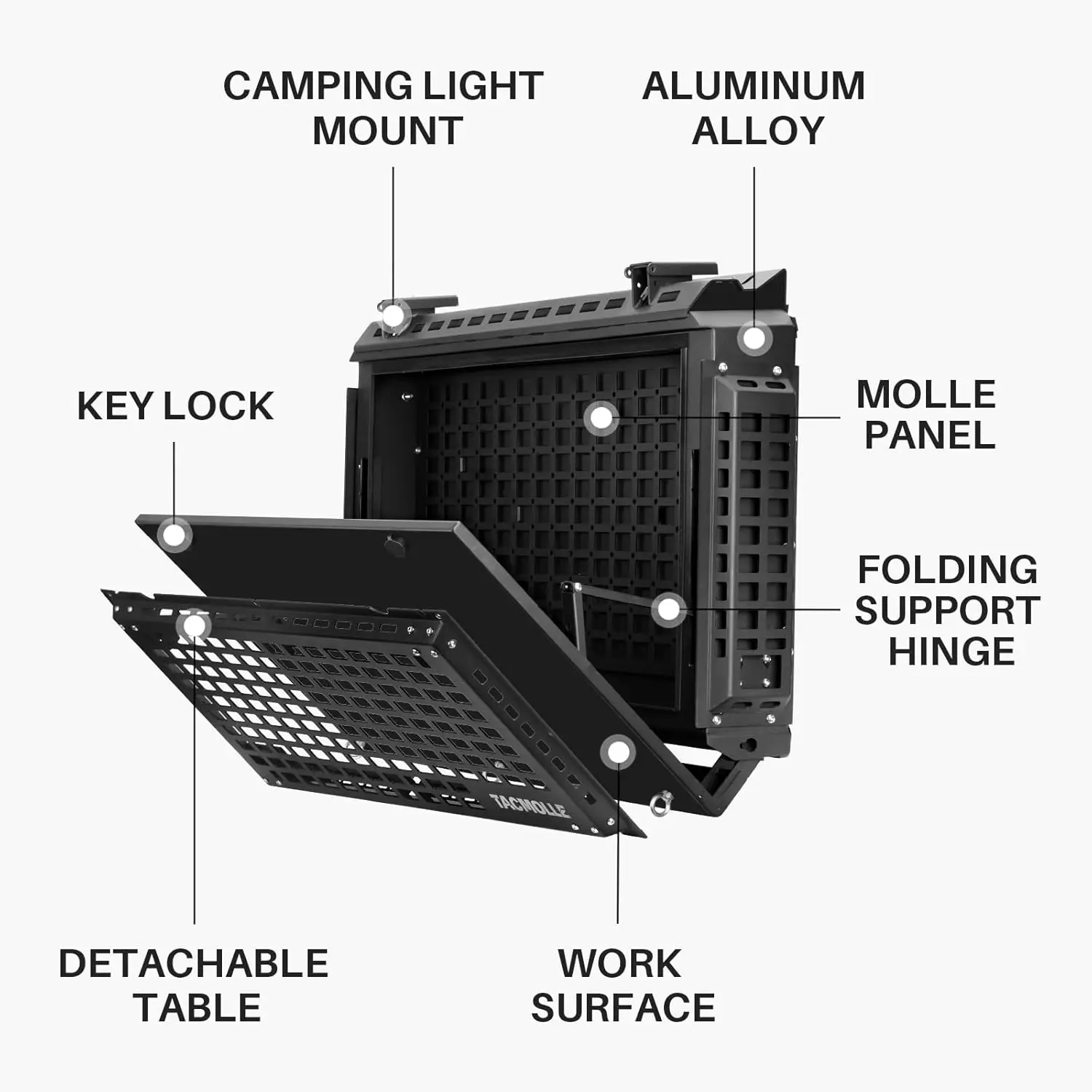 Rear Side Window Storage Box, Expansion Rear Side Window Worktable with Lock for Jeep Wrangler JL 2018-2024 Tactical MOLLE Panel
