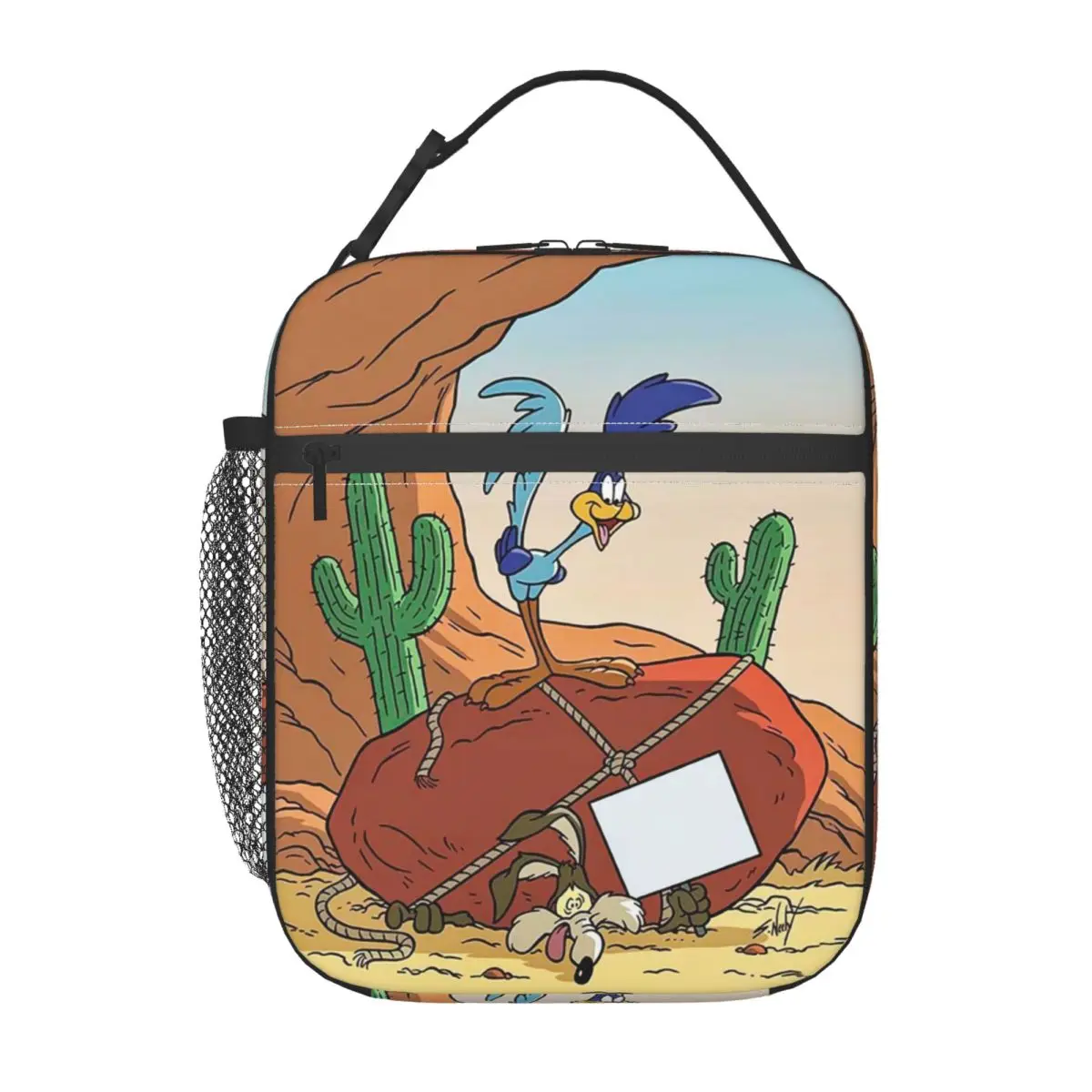 

Custom Wile E. Coyote Insulated Lunch Bags for School Office Food Movie Waterproof Cooler Thermal Bento Box Women Kids