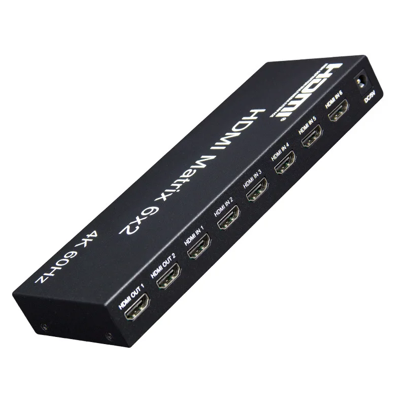 HDMI 6 In And Two Out Matrix HD Resolution 4K@60HZ Audio Output HDMI 6X2 Matrix Video Switching Splitter